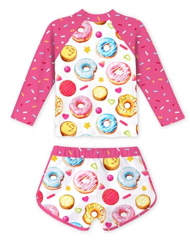 Image of TUONROAD Girls 2 Pieces Rash Guard Swimsuit Long Sleeve Tankini for 4-10 Years