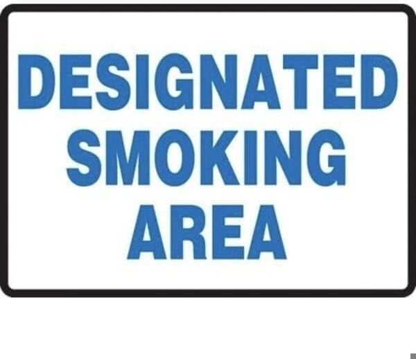 SAFETY SIGN DESIGNATED SMOKING AREA, Mfr: MSMK430XL-A