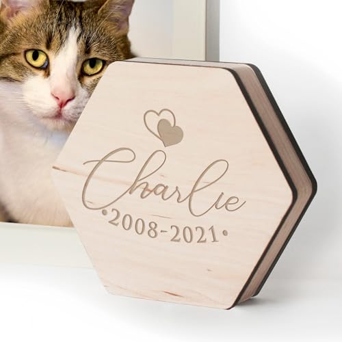 Image of Personalized Pet Hair Keepsake Box for Dog and Cat Fur - Engraved Wood Memorial Box - Customized Unique Gift for Loss of Furry Friend Wooden (Light Diamond Wood Lid)