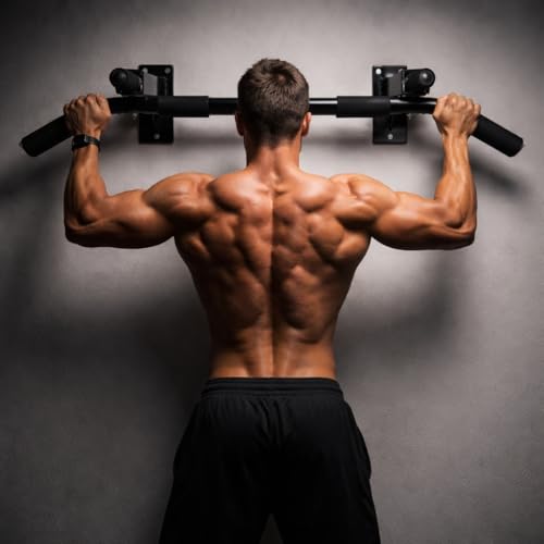 Wall Mounted Pull Up Bar – Heavy Duty Steel Chin Up Bar With Multi-Grip Positions & Foam Handles, Home Gym Upper Body Workout Equipment