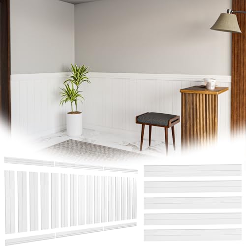 Top 10 Picks for the Best Beadboard for Bathroom Spaces 7 CroBlissful 25.8 sq. ft. Pre-Cut DIY Wainscoting Panels Kit for Bathroom 3D Wall Accents 16 Pack 6''x 39.3'' WPC Beadboard with 3 Pack 31.5'' Baseboard and Waistline Board Oak Textured Wall Decor