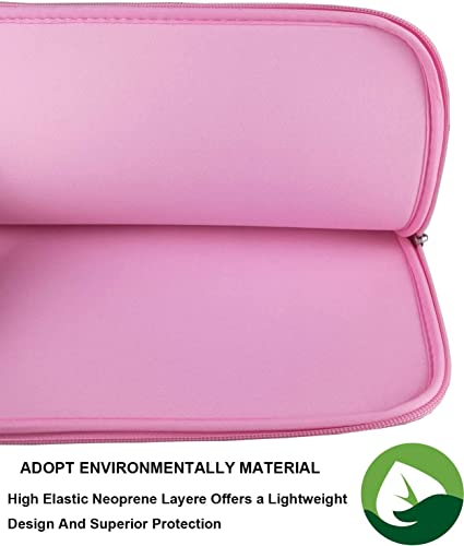 14 Inch Laptop Sleeve, Resistant Neoprene Laptop Sleeve/Notebook Computer Pocket Case/Tablet Briefcase Carrying Bag for 14 inch HP, Lenovo, Asus Notebook, Ultrabook, Pink - Thumbnail 2