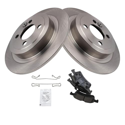Image of TRQ Rear Brake Pad and Rotor Set Ceramic Compatible with 2007-2008 Mini Cooper