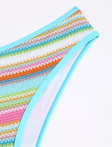 Image of ZAFUL Women Strapless Textured Bandeau Bikini 2 Piece Swimwear Cheeky Solid Lace up Bathing Suits