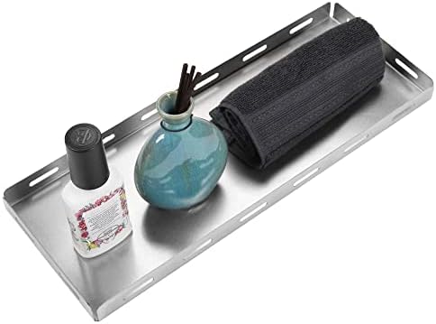 Deco Gables Designs Modern Brushed Stainless Steel Toilet Tank Organizer Tray Durable Decorative Polished Solid Metal Bathroom Over Top Toiletries Paper Soap Perfume Jewelry Makeup 16 x 6 Inches