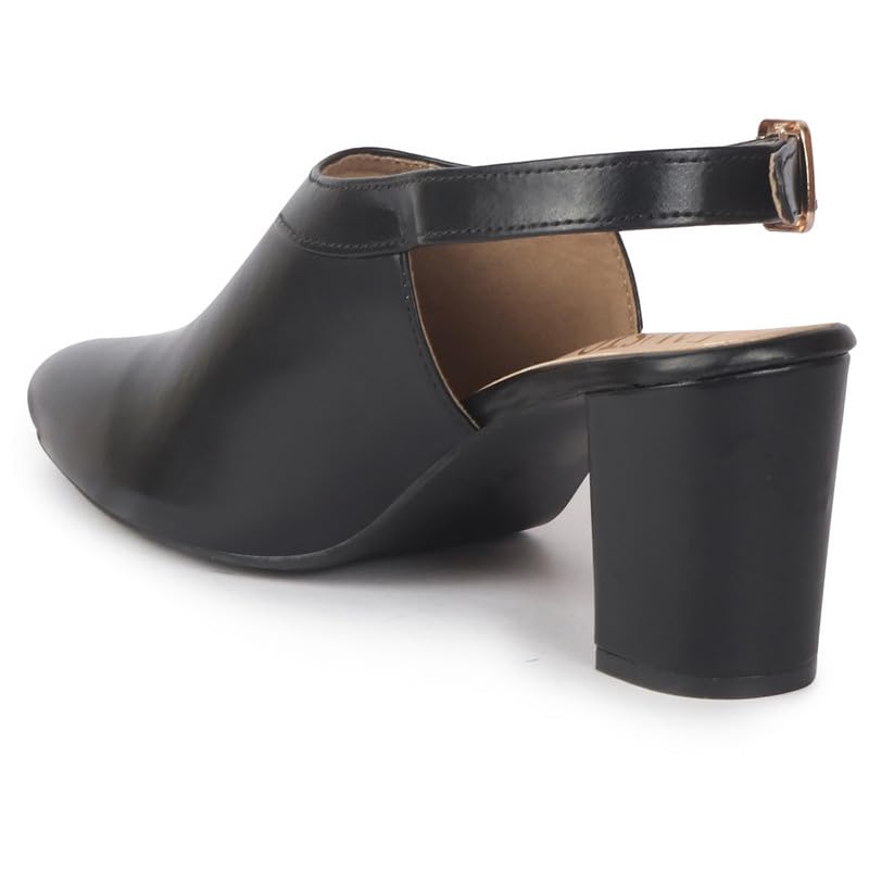 Image of FAUSTO Women Pointed Toe Block Heel Adjustable Backstrap Shoe Style Sandals | Soft Padded Insole | Semi Formal Outfit Sandals
