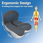 Memory Foam Seat Cushion,Office Chair Cushion with Lumbar Support for Back Pressure Relief, Car Seat Cushion with Adjustable Strap,Sciatica Pad Cushions for Car,Truck, Desk,Gaming Chair - Image 2