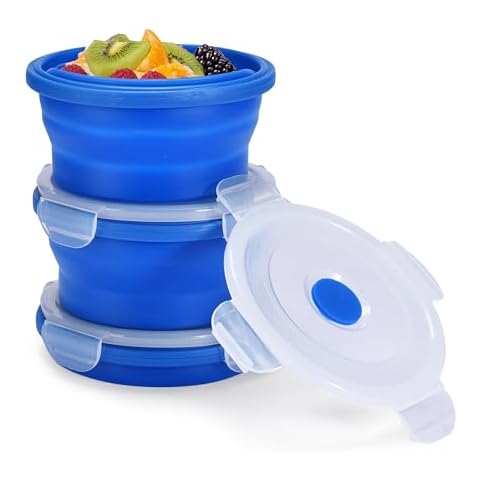Collapsible Silicone Food Storage Bowls with Lids Cover