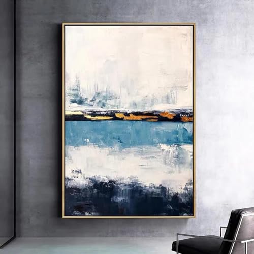 Art mural abstrait pour salon élégant : grande toile de peinture 90x140cm
