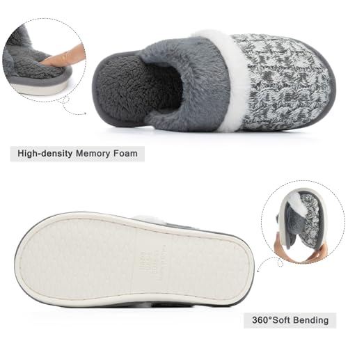 Image of GOEWY Cozy Slippers for Women Indoor and Outdoor Fuzzy House Shoes with Memory Foam Anti-Skid Sole Gifts for Women Mom Ladies