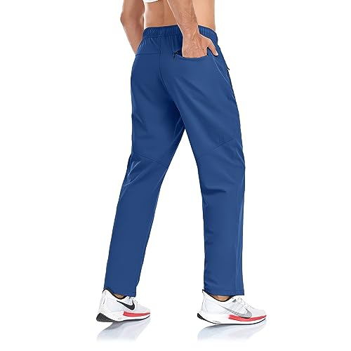 Rapoo Men's Workout Athletic Pants Elastic Waist Jogging Running Pants for Men with Zipper Pockets 05 Blue L