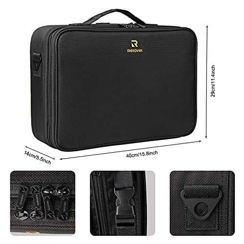 MONSTINA Large Capacity Makeup Case 3 Layers Cosmetic Organizer Brush Bag Makeup Train Case Makeup Artist Box for Hair Curler Hair Straightener Brush Set and Cosmetics