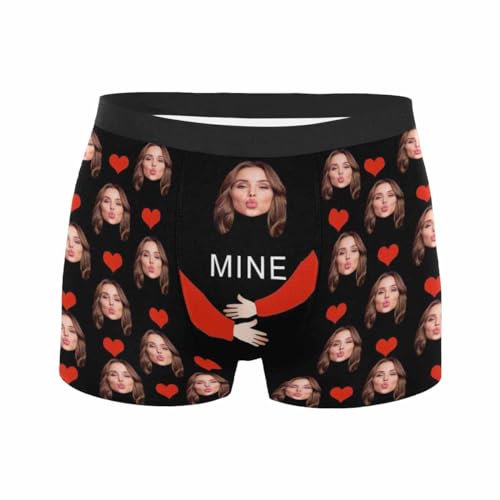 Personalisierte Herren-Boxershorts mit Gesicht personalisierte Unterwäsche Valentinstag Hochzeitsgeschenk für Mann Ehemann, M Kurz