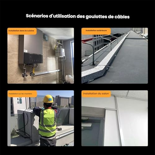 Goulotte passe-câbles en aluminium beige 20x10mm réglable pour bureau