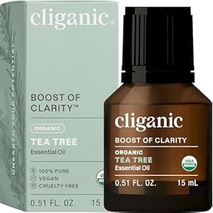 Cliganic Organic Tea Tree Essential Oil – 100% Pure & Natural Essential Oil, USDA Certified, Non-GMO Verified, Vegan & Cruelty-Free | for Aromatherapy, Diffuser, Skin, Hair & Nails