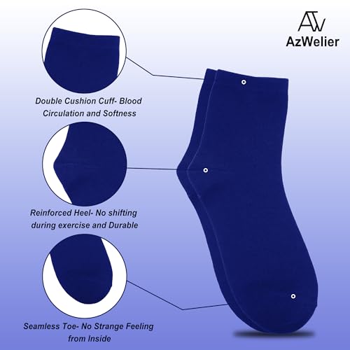 Image of Azwelier Unisex Colorful Quarter Ankle Athletic Socks Breathable Cotton Blend Crew Style 4 Pairs Pack