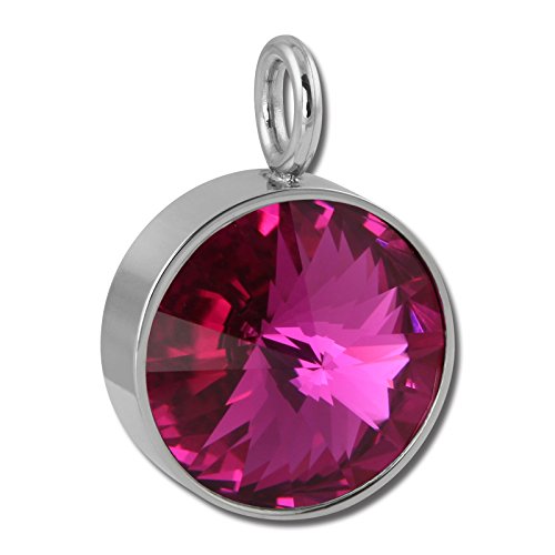 Amello ESHS02P - Colgante de acero inoxidable con cristales Swarovski Elements fucsia, para mujer