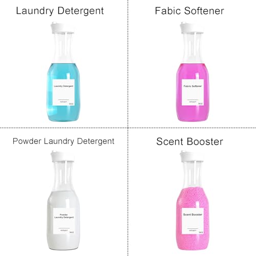 VOTLEVT 54 OZ Laundry Detergent Dispenser, Laundry Soap Dispenser, Liquid Laundry Detergent Container and Organizer, Clear Plastic Fabric Softener and Laundry Powder Dispenser for Laundry Room, 2Pack - Image 3