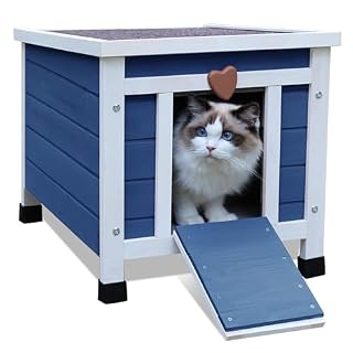 HiCaptain abri bois bleu 52 cm pour petits animaux