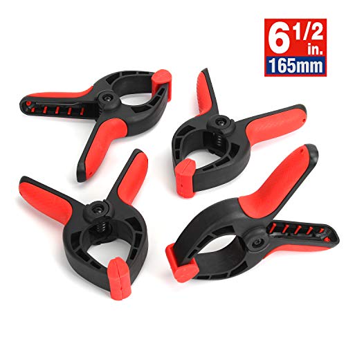 WORKPRO 4-piece Spring Clamp Set, 6-1/2-inch Nylon Clamps with Soft Bi-material Handle