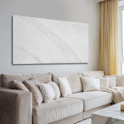 Ocevarin Minimalist Wall Art Large Canvas Art Wall Decor Neutral White Abstract Pictures for Living Room 29"x58" Textured Room Decor for Bedroom Home
