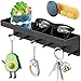 TWBEST Soporte para Llaves de Pared,Estante para Llaves con 6 Ganchos Negro+1 Gancho de Enchufe,para Oficina,Entrada,Cocina etc