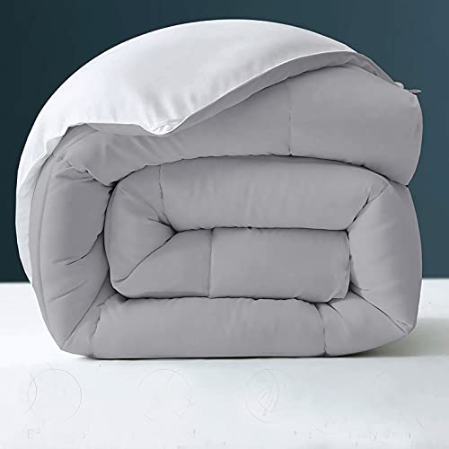 Image of Day Care - 400 GSM Hotel Quality-Down Alternative Reversible Comforter (60 inch x 90 inch Inches /152cm x 228cm) - Comforter Single Bed|Silver /White| TC - 450