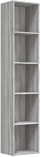 vidaXL Book Cabinet Bedroom Living Room Office Storage Rack Shelf Bookcase Tall Storage Cabinet with Compartment Grey Sonoma Engineered Wood