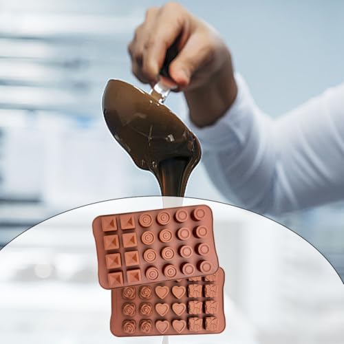 Miniatura 2 de Lightbeacon 2 Piezas Silicona Moldes De Chocolate, 24 Cavidades Molde Bombones Silicona, Moldes De Silicona Para Chocolate Antiadherente, Para Dulces, Chocolate, Jabón, Gelatina, 6 Formas