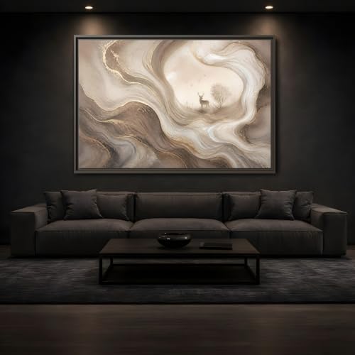 Tableau cerf marron or toile imprimée nature grand format salon - 3