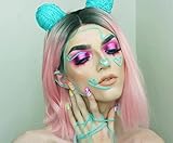 K'ryssma Ombre Pink Lace Front Wig with Black Roots Straight Bob Syntheic Wigs for Women Half Hand Tide Pink Wig for Halloween