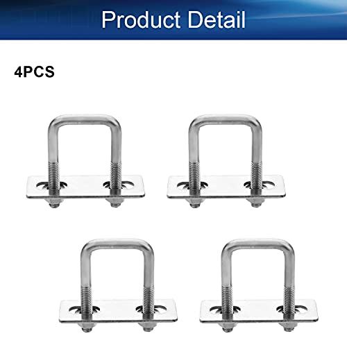 Image of 4Packs M6 Square U-Bolts 1 inch (25mm) Inner Width with Washers and Nuts | M6x25x50mm, 304 Stainless Steel, for Automobiles Trailer, Ski Boat, or Sailboat Trailer