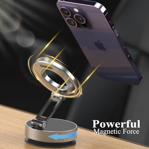 LnkXT Vacuum Magnetic Phone Holder for Car,Full Metal Body,Vacuum Suction Phone Mount,Magsafe Car Mount for iPhone, Folding Holder for iPhone and Android (White) - image 4