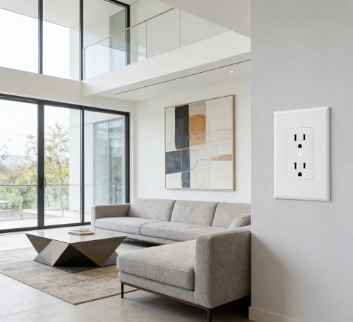 Image of ZEFTV 20 Pack Duplex Outlet Covers Wall Plates 1-Gang Switch Outlet Electrical Cover Plate Unbreakable Thermoplastic Faceplate for Light Receptacle Outlet Switch, White