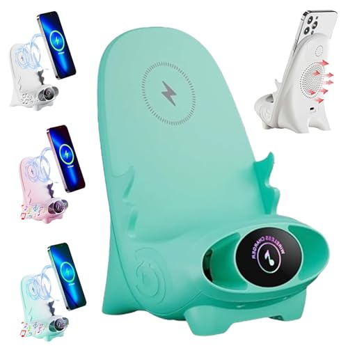 Mini Chair Wireless Fast Charger Multifunctional Phone Holder, 2024 Upgrade Portable Mini Chair Wireless Charger, Fast Charging Station Amplifier Mobile Phone Holder Stand (Green, 1 Pack)