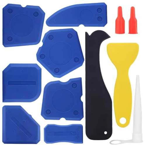 Silikon Abzieher Set, 12-Teiliges Fugenglätter Kit für Silikonfugen, Professionelle Silikonwerkzeuge für Küche und Bad, Inklusive Verschiedene Formen für Präzises Arbeiten