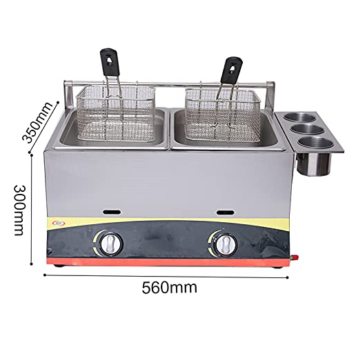 Kommerzielle Gasfritteuse mit großem Fassungsvermögen, Edelstahl-Fritteuse mit herausnehmbaren Körben und Gewürzwannen-Fritteusen, einstellbare Feuerkraft für Zuhause und Gewerbe – Bild 3