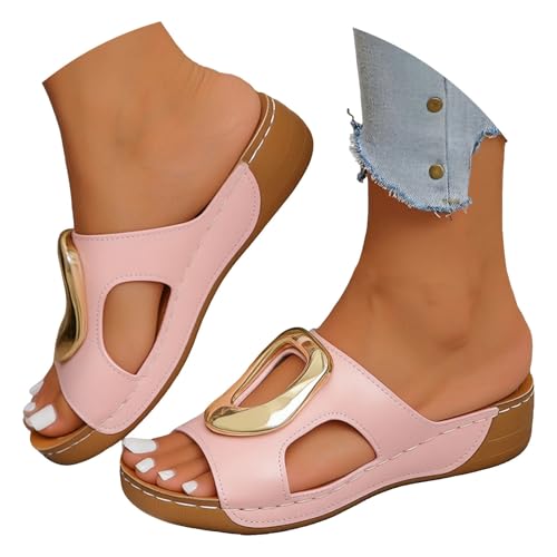 Sandales compensées paillettes et confortables avec design ajouré chic