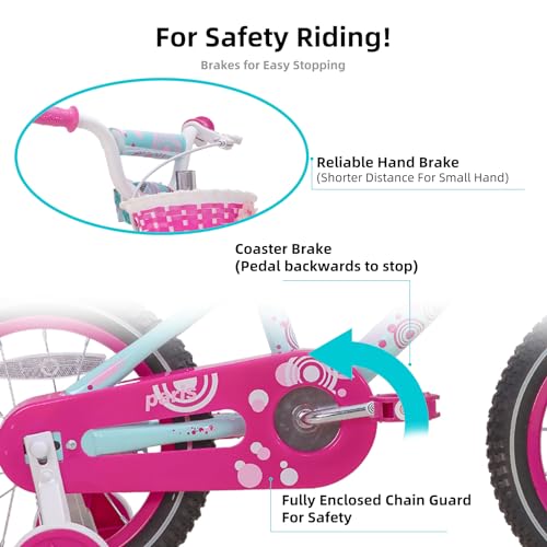 JOYSTAR 18 Inch Girls Bikes Ages 5-8 Years Old Girl 45-52 Inch Children Bicycle with Training Wheels and Hand Brakes Kickstand Kids' Bicycles Blue by JOYSTAR - Image 3