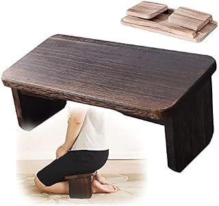 EEUK Meditation Bench Kneeling Folding, Meditation Stool Kneeling for Prayer with Hinges Seiza Yoga Benches Ergonomic Bamboo Wooden Chair Folding Prayer Seat for Deeper Meditation(Color:dark brown)