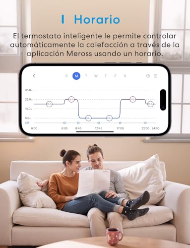 Meross Termostato Calefaccion WiFi Matter, Termostato WiFi Caldera Gas Condensación, Compatible con Alexa, Google Assistant y Siri, Sensor Externo, Detección Ventana Abierta, Bajo Consumo Programable - imagen 8