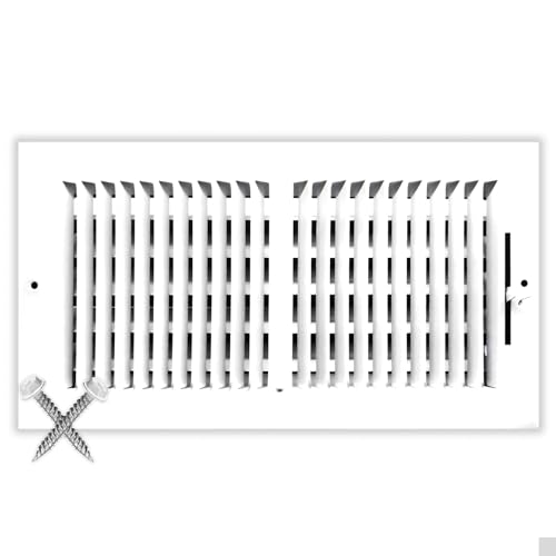 HVAC Premium 14''w X 6''h 2-Way-Flat Stamped Steel - Vent Cover - Grille Register - Sidewall or Ceiling - High Airflow - White [Outer Dimensions: 15.75''w X 7.75''h]