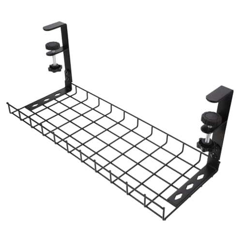 Bandeja organizadora de cables WOONEKY para escritorio, color negro, 500 mm, sin taladro, gran capacidad para almacenamiento de cables, para oficina