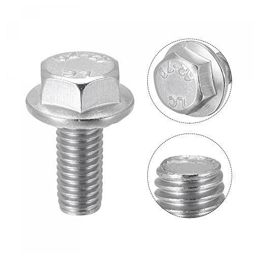 Image of uxcell M8x16mm Hex Serrated Flange Bolts Screws Metric Thread 304 Stainless Steel 5pcs