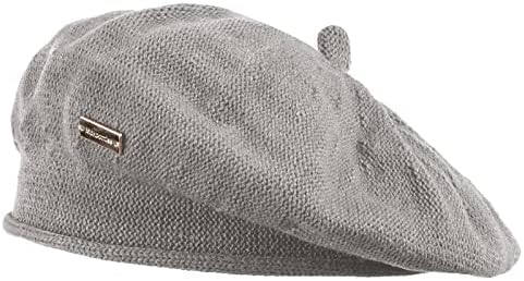 Konblimc Berets for Women Wool French Beanies Hat Lady French Berets Solid Color Lightweight Casual Beanie Winter Hat Grey