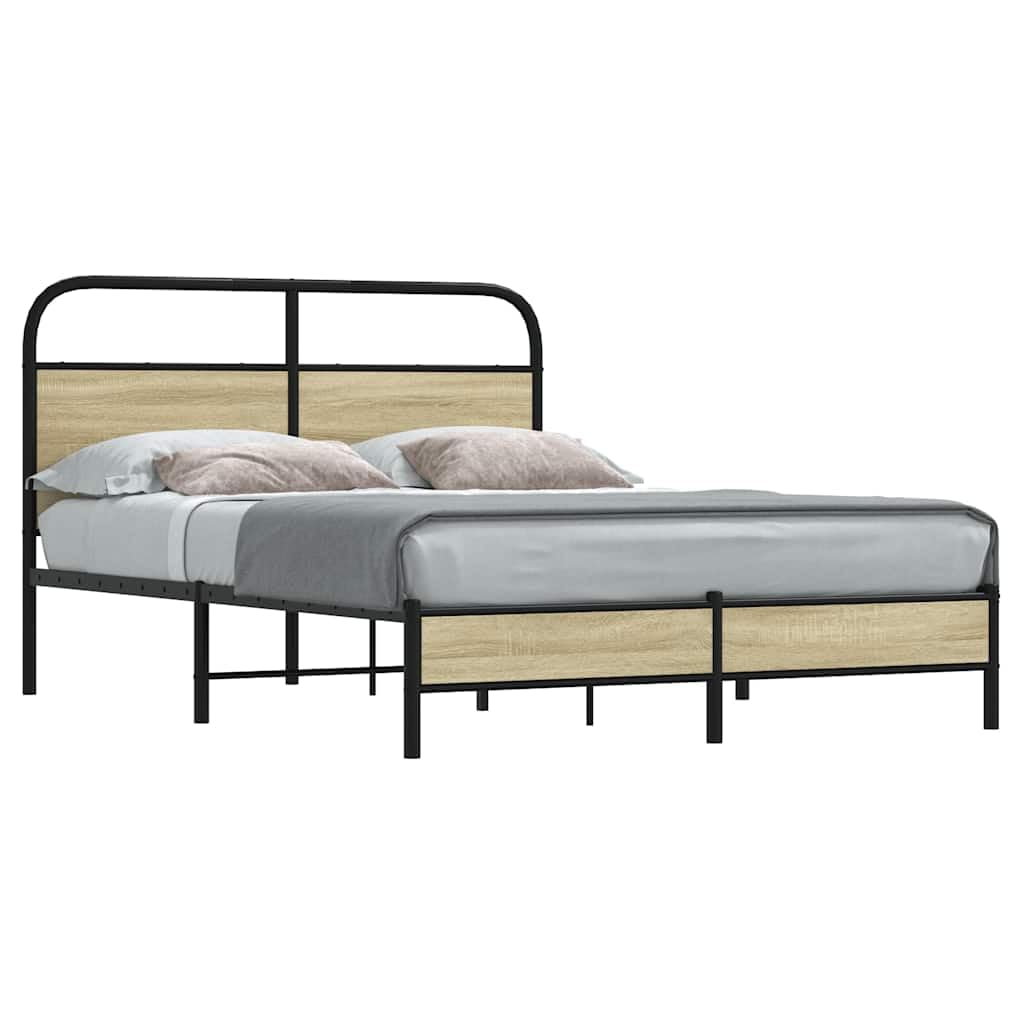 vidaXL Estructura de Cama sin colchón 120x190 cm Madera Roble Sonoma, Muebles de Dormitorio, Cama Doble, armazón de Cama, Cama