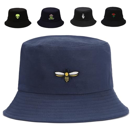 Image of Cotton Bucket Hat for Women Men Summer Travel Sun Beach Bucket Cap, Unisex Outdoor Fisherman Hat
