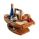 TOPPU Holz Outdoor Klapp-Picknick-Weintisch, 2 in 1 Holz Outdoor Klapp-Picknick-Tisch Tragbarer Abnehmbarer Picknick-Tisch für Outdoor Camping Picknick Strand Romantische Abendessen