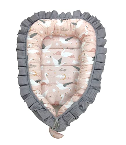 Tour de lit bébé Minky Design en cocon double face avec petit matelas anti-humidité (ECRY) Cover