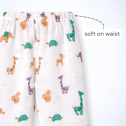 Image of The Boo Boo Club Kids 100% Cotton Muslin Printed V Neck Long Sleeve TopBottom Set | Night Suit for Baby Girl and Boy